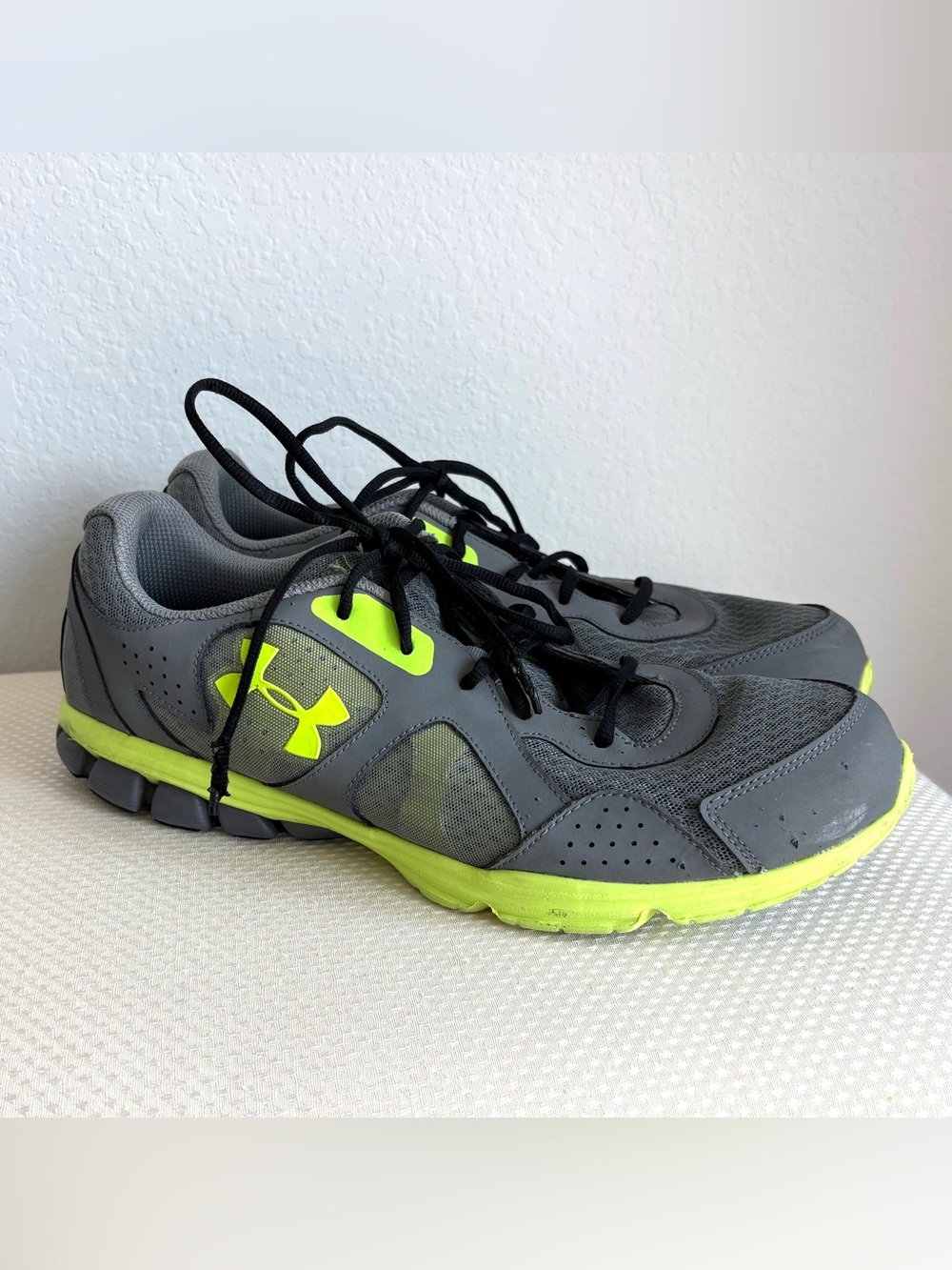 Under Armour Gray and Neon Yellow Men's Training Shoes